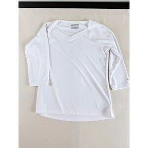 Columbia PFG Omni-Shade White 3/4 Sleeve V Neck Shirt Medium